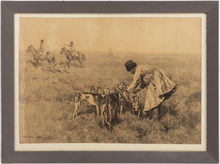 Hugo Ungewitter, Kosackjägare med hästar och hundar.
