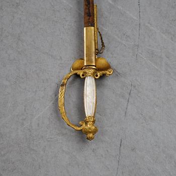 A french small sword with scabbard, early 19th Century.