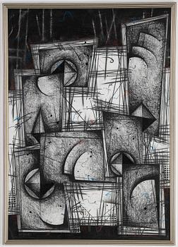 Silvano Argiolas, mixed media on paper, signed.