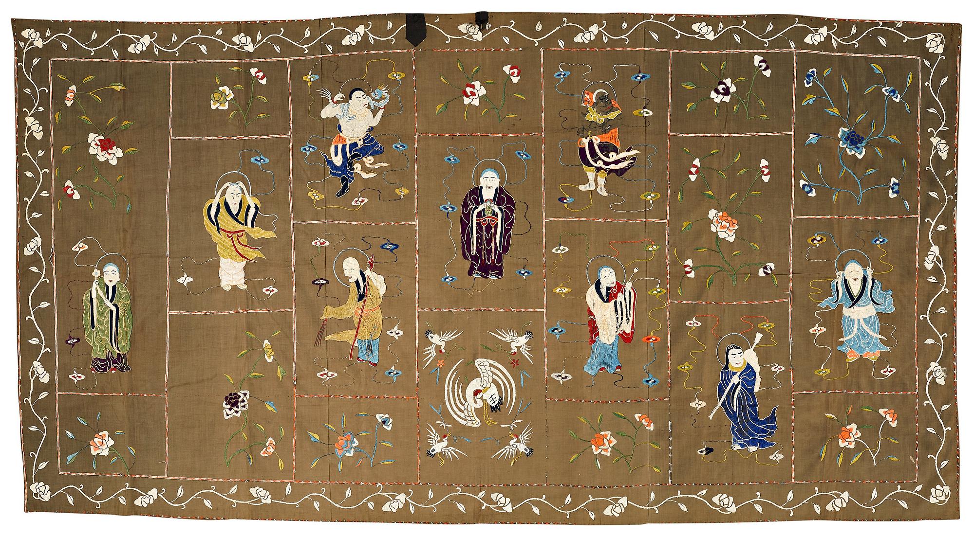 A Chinese silk embroidery, late Qing dynasty, 19th Century.