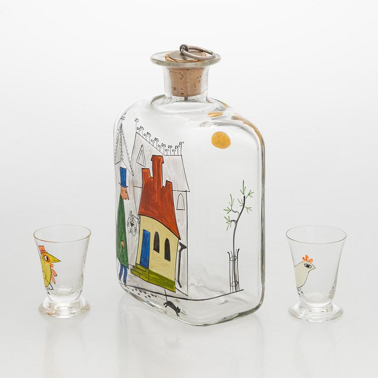 Tapio Wirkkala, A liquor bottle with ten shot glasses, Iittala 1948.