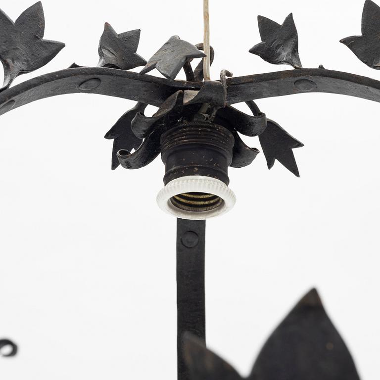 A wrought iron chandelier, first half of the 20th century.