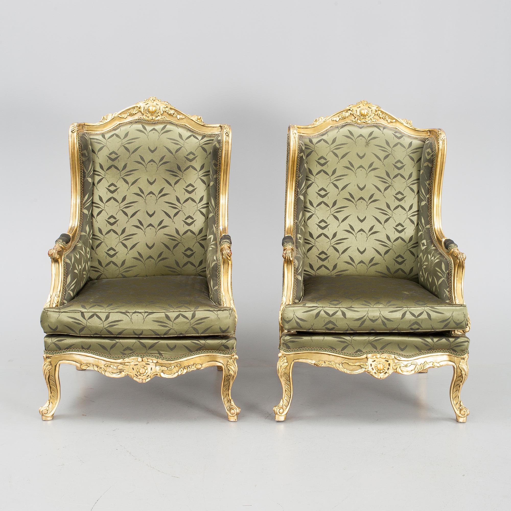 FÅTÖLJER, ett par, rokokostil, 1900/2000-tal.