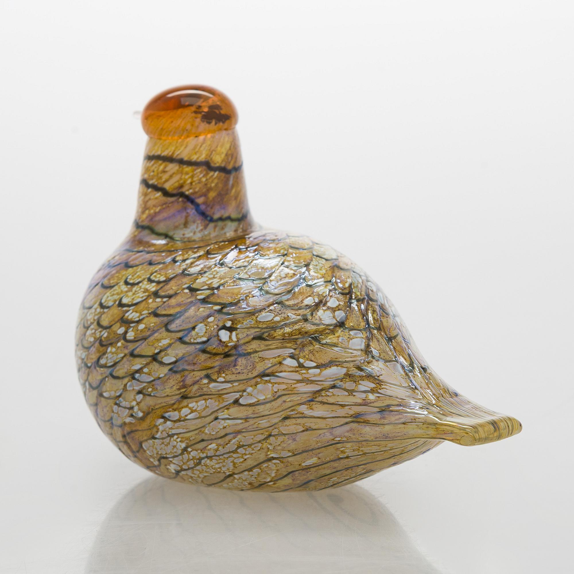 Oiva Toikka, a 'Summer Grouse' glass bird, signed O. Toikka Nuutajärvi.