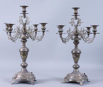 KANDELABRAR, ett par, nysilver, 1800-talets slut.