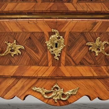 A rococo parquetry and gilt brass-mounted commode attrbuted to M. Engström (master in Stockholm 1758-97).