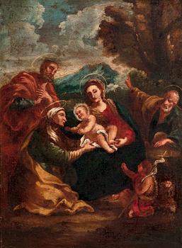 Semastiano Conca, Tillskriven/attributed/väitetty, DEN HELIGA FAMILJEN INKLUSIVE LILLE JOHANNES DÖPAREN OCH ANNA ELLER ELISABETH.