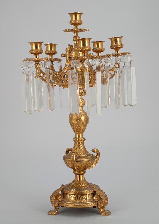 KANDELABER, förgylld brons, 1800-talets slut.