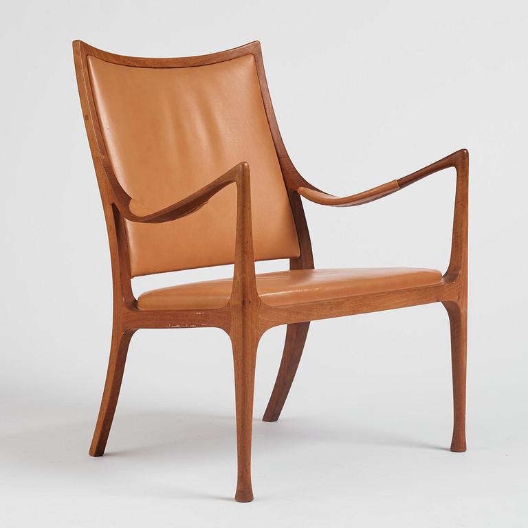 Hans Asplund, a walnut and leather easy chair, Nordiska Kompaniet, ca 1955, for the Nordiska Kompaniet beauty salon.