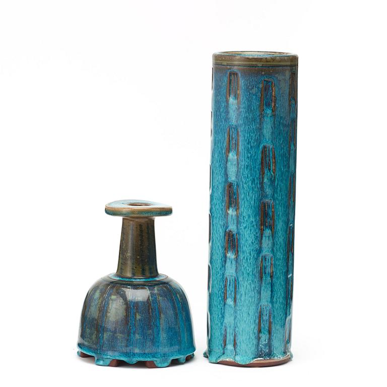 Wilhelm Kåge, Two Wilhelm Kåge 'Farsta' stoneware vases, Gustavsberg studio, Sweden 1960 and 1958.