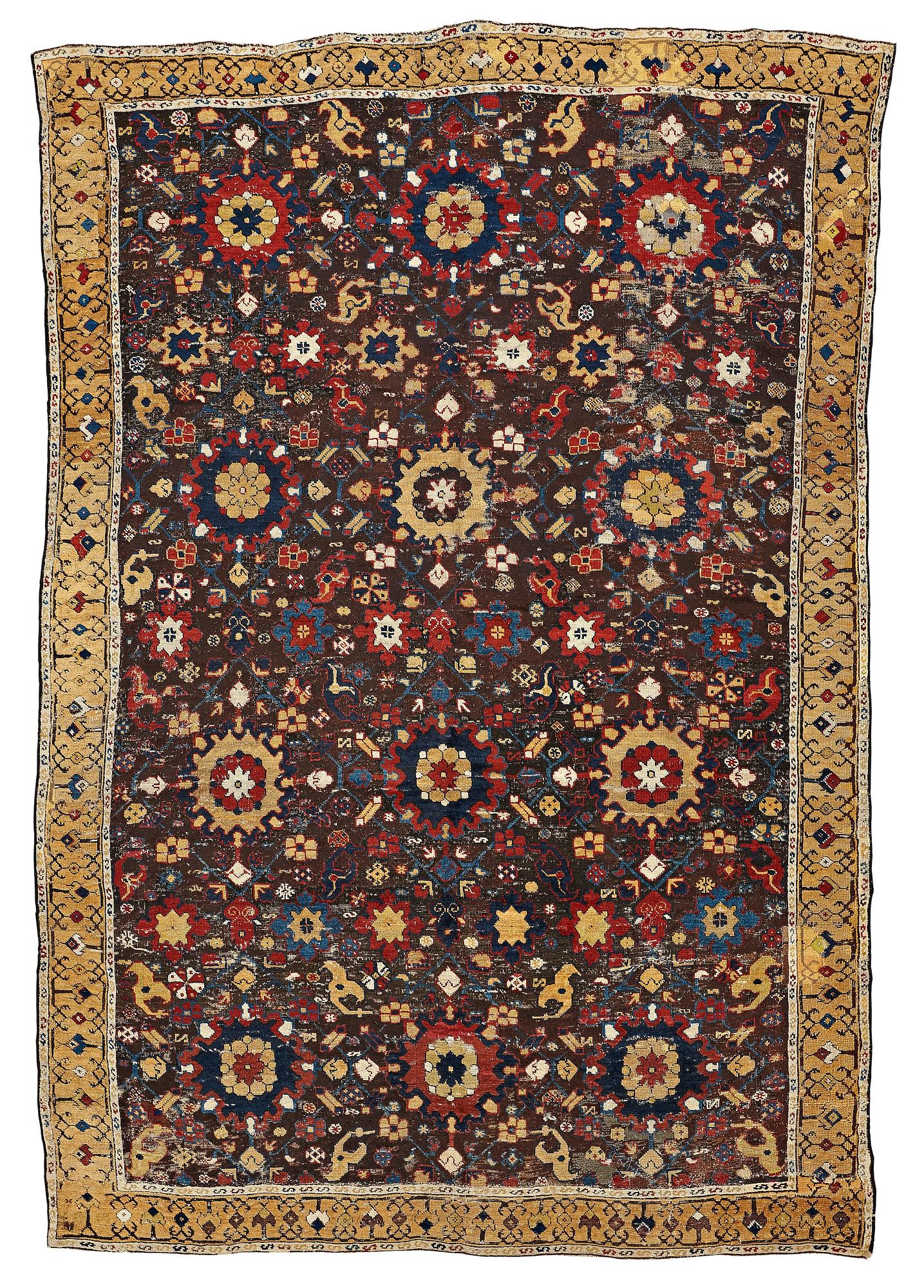 MATTFRAGMENT, antik Karabagh 1700-tal, ca 293-300,5 x 202,5-205,5 c.