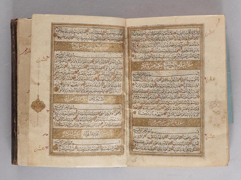 KORAN. Konstantinopel 1716. Höjd 15,5 x 11,5 cm.