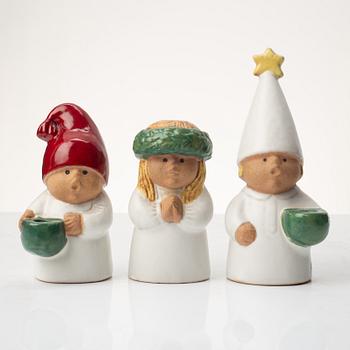 Lisa Larson, figurines, 3 pcs, stoneware, "Advent", Rörstrand.