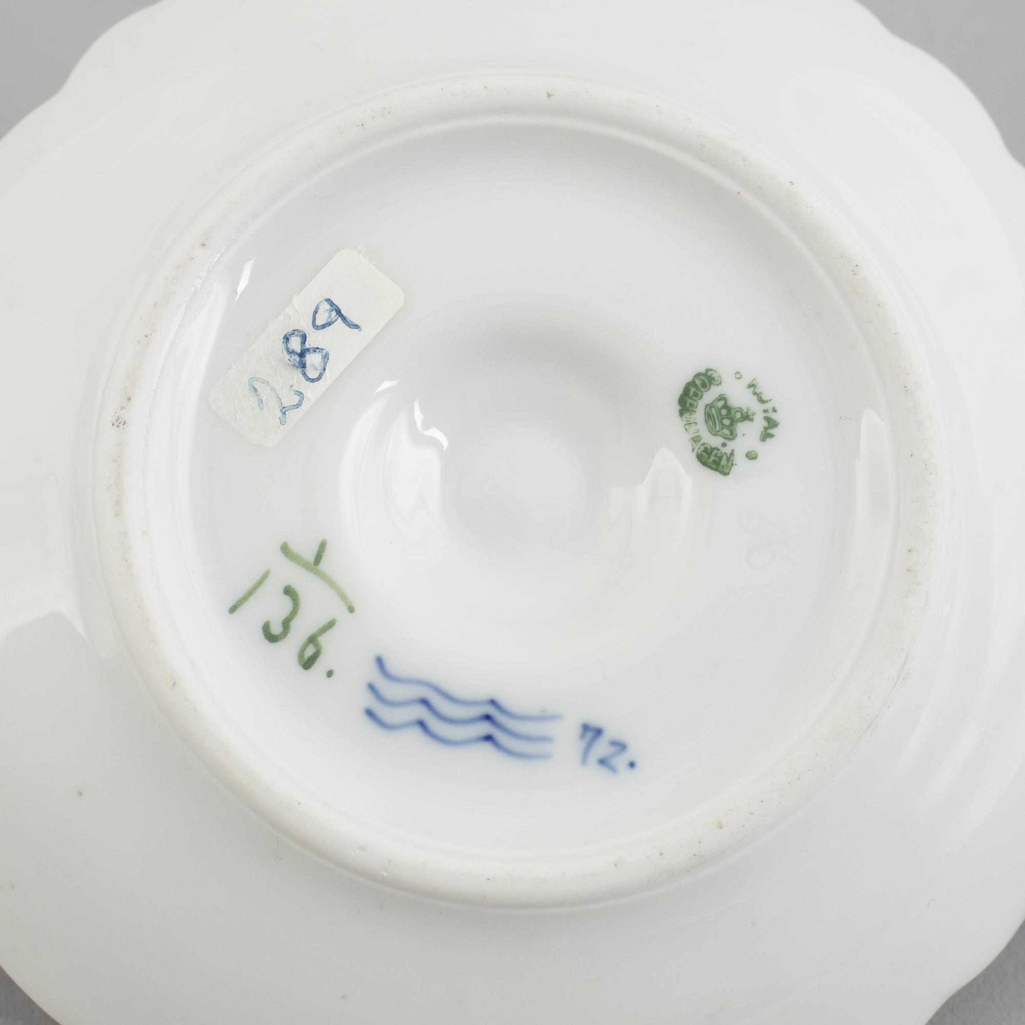 Three 'Blue Fluted' / 'Musselmalet' porcelain matchbox stands, Royal Copenhagen, models 136, 546, 2044, 1898-1923.