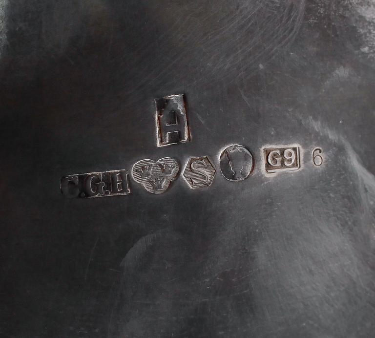 KAFFESERVIS, 3 delar, silver, CG Hallberg, Stockholm 1955-57. Vikt ca 842 gram.