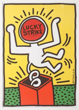 Keith Haring · KEITH HARING, efter, "Lucky Strike", tryckt av Albin Uldry Switzerland, signerad och daterad i trycket -87.