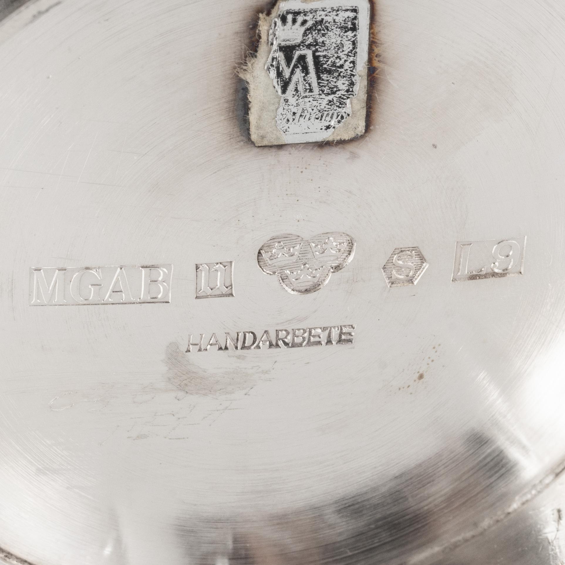 Skålar, 4 st, silver, GAB, MGAB samt Råströms silver- o nysilverfabrik, 1964-1986.