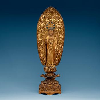 A gilt and lacquered Japanese Buddha, Meiji (1868-1912).