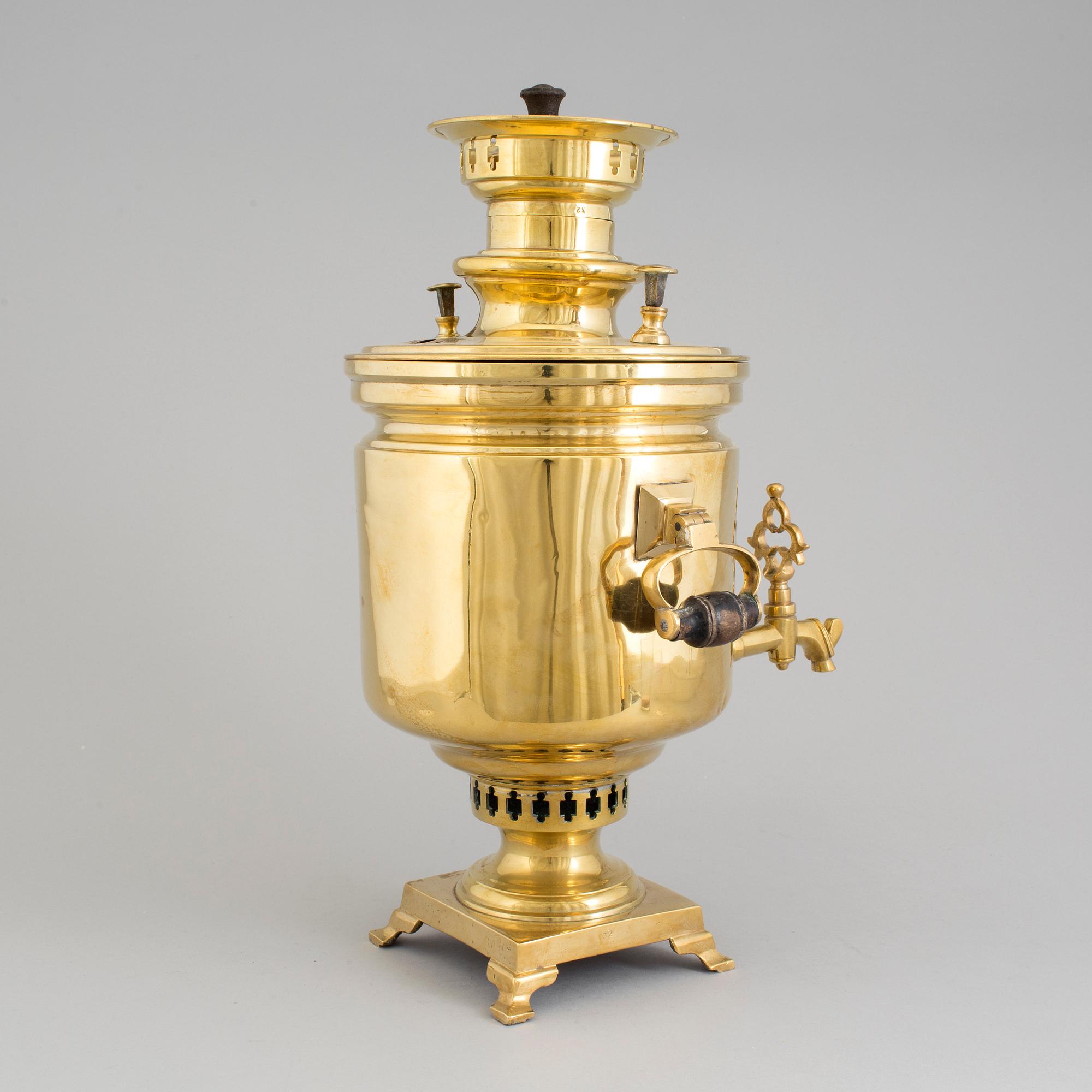 A circa 1900 Russian brass samovar.