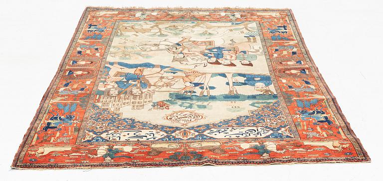 A pictorial Kashan 'Mohtasham' rug, 197 x 143 cm.