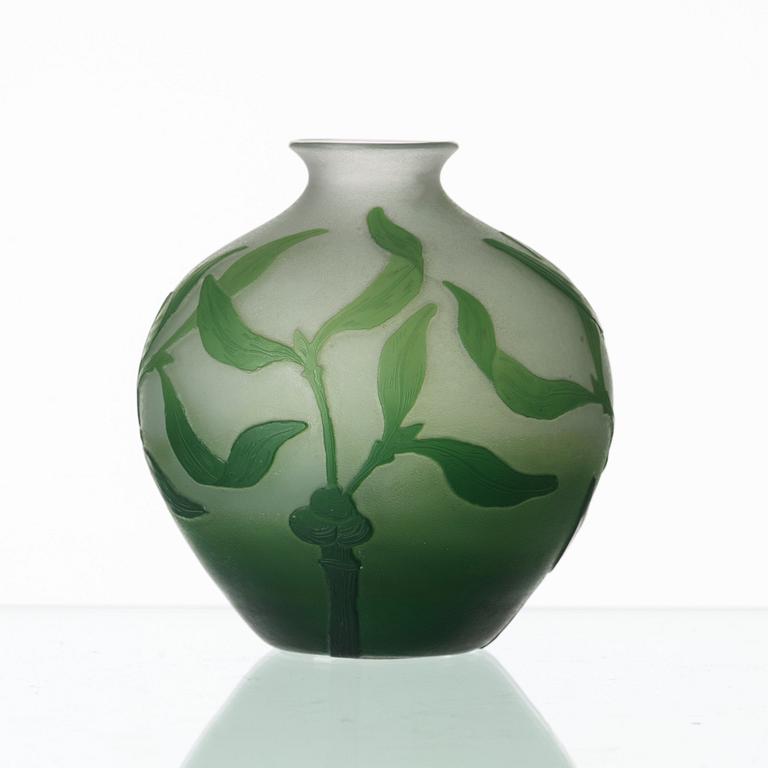 Karl Lindeberg, an Art Nouveau cameo glass vase, Kosta, Sweden 1910's.