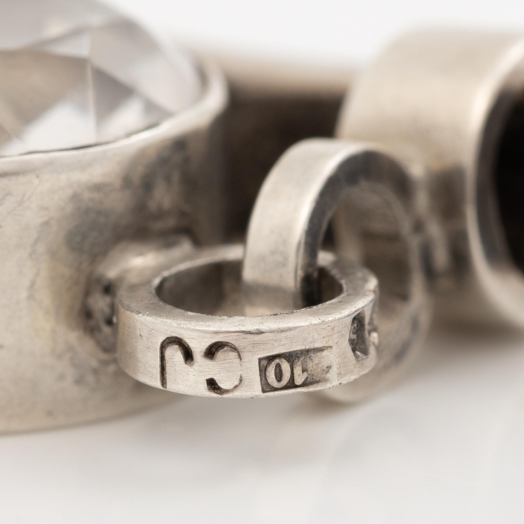 Cecilia Johansson, Necklace with pendant, silver and rock crystal.