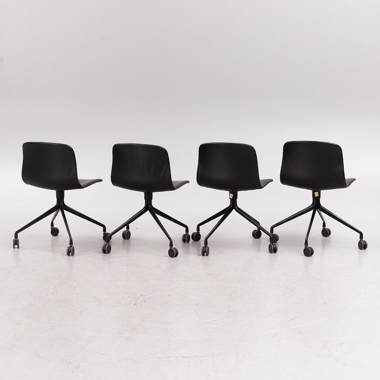 Four swivel office chairs from HAY, Denmark.