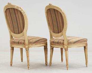 A pair of Gustavian late 18th century chairs.