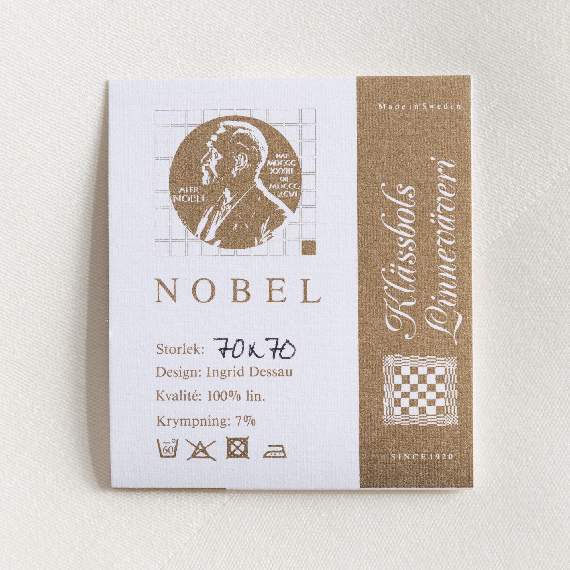 Ingrid Dessau, a linen damask tablecloth and six napkins, 'Nobel', Klässbols Linneväveri.