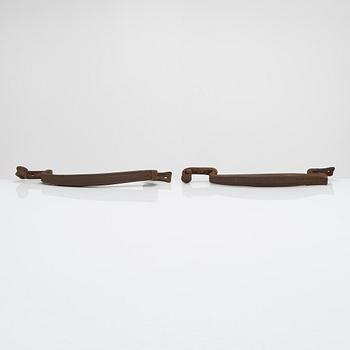 Dörrhandtag, spegelvända, 2 st, Art Nouveau, tidigt 1900-tal.