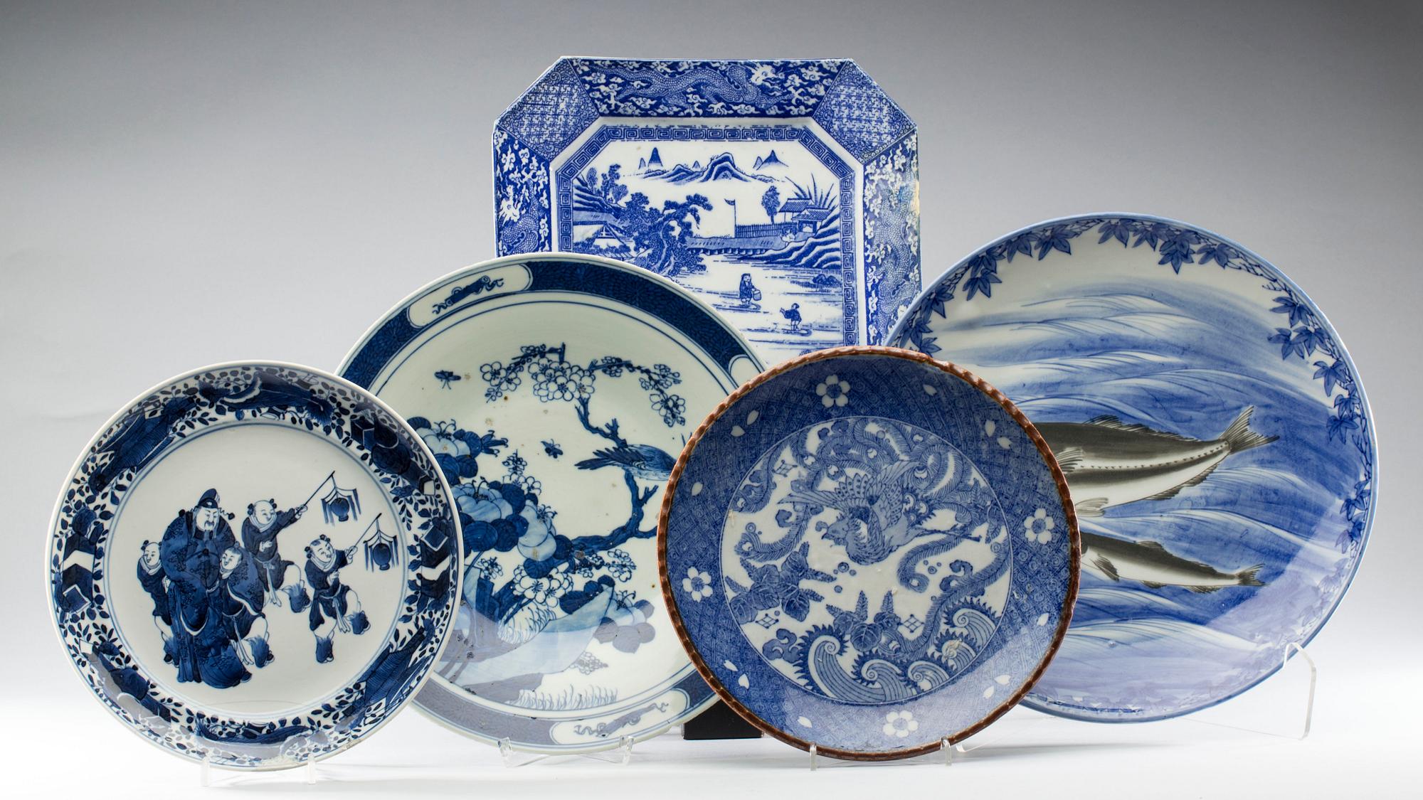 FAT, 5 stycken, Kina/Japan 18/1900-tal, porslin.