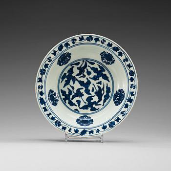A blue and white dish, Ming dynasty, 16th Century.