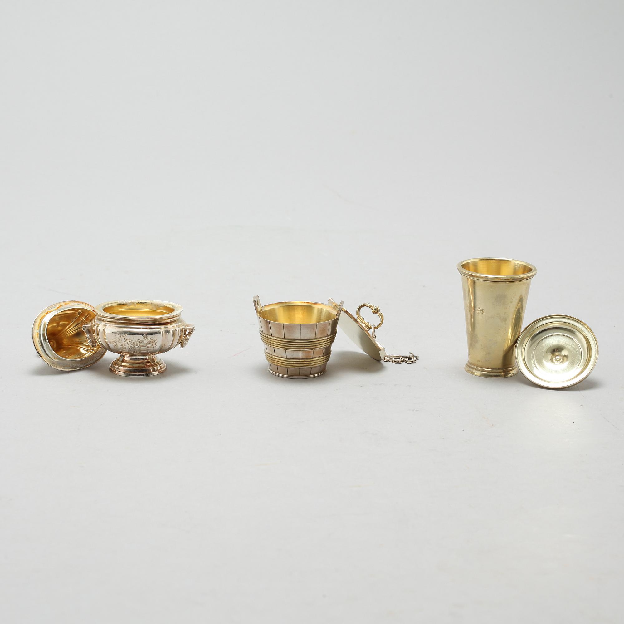 Nine silver miniatures by GAB, Eskilstuna, from the latter half of the 20th century.