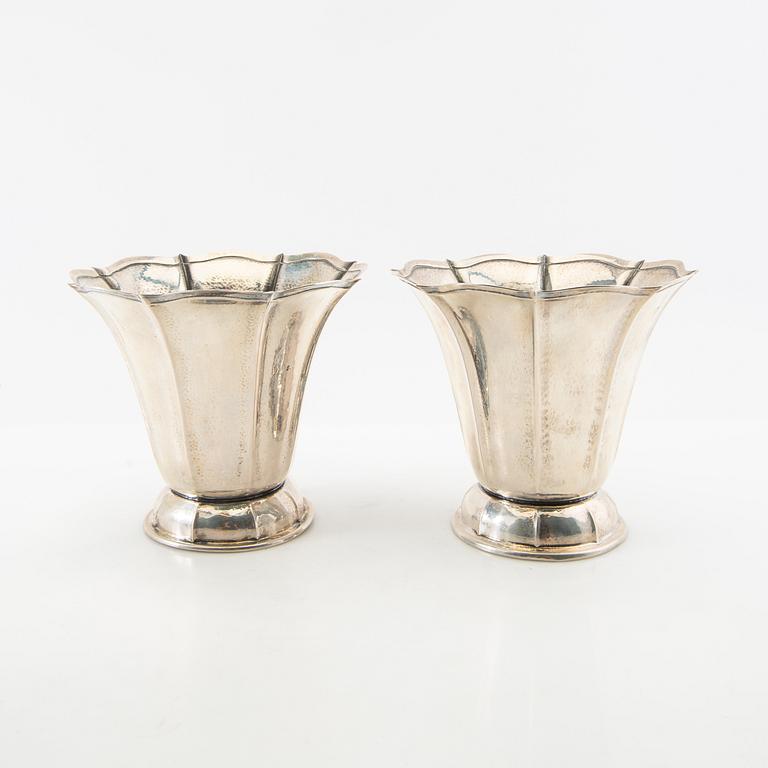 David Andersen vases, a pair, silver, Stockholm 1930.