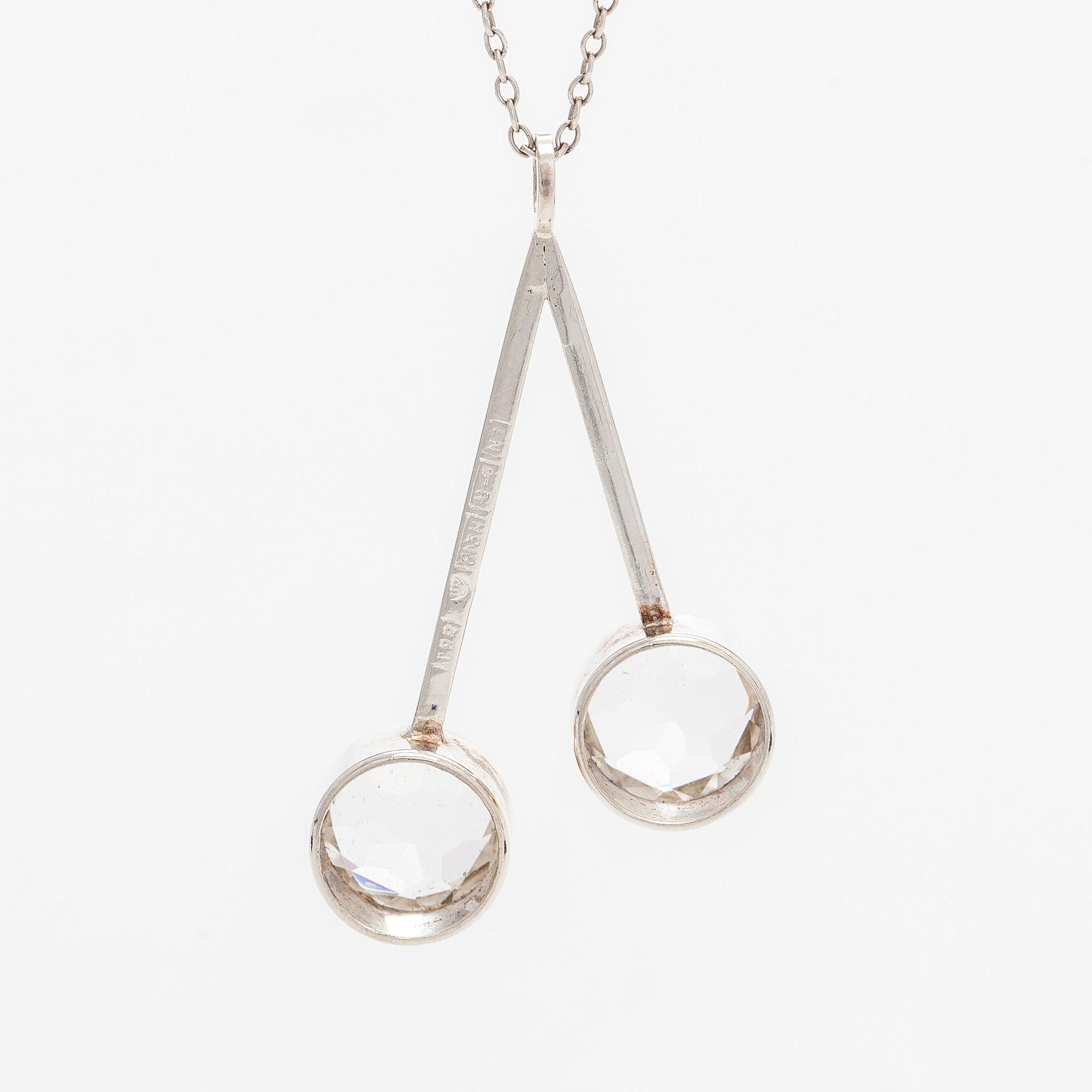 Tuomo Rissanen, halssmycke, bergskristall, silver, Kuopio 1966.
