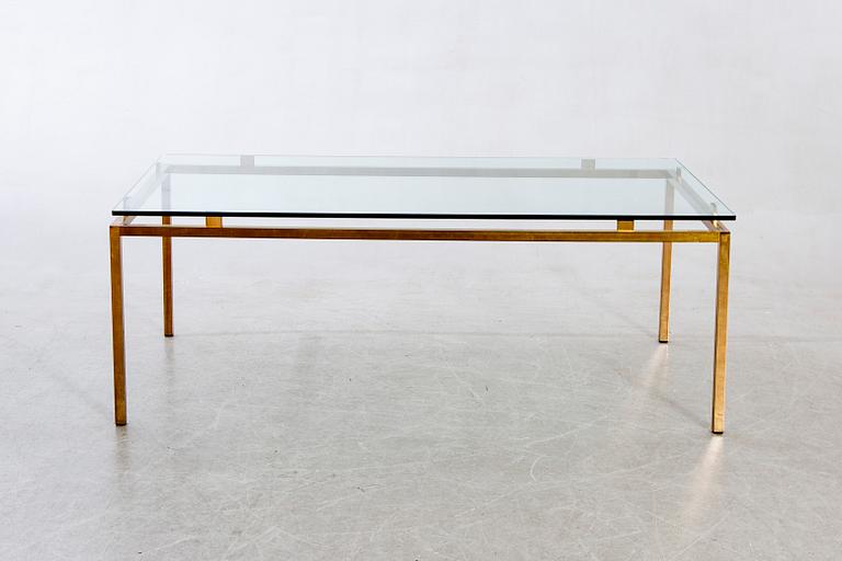 Coffee table, 1960s-70s, brass, glass.