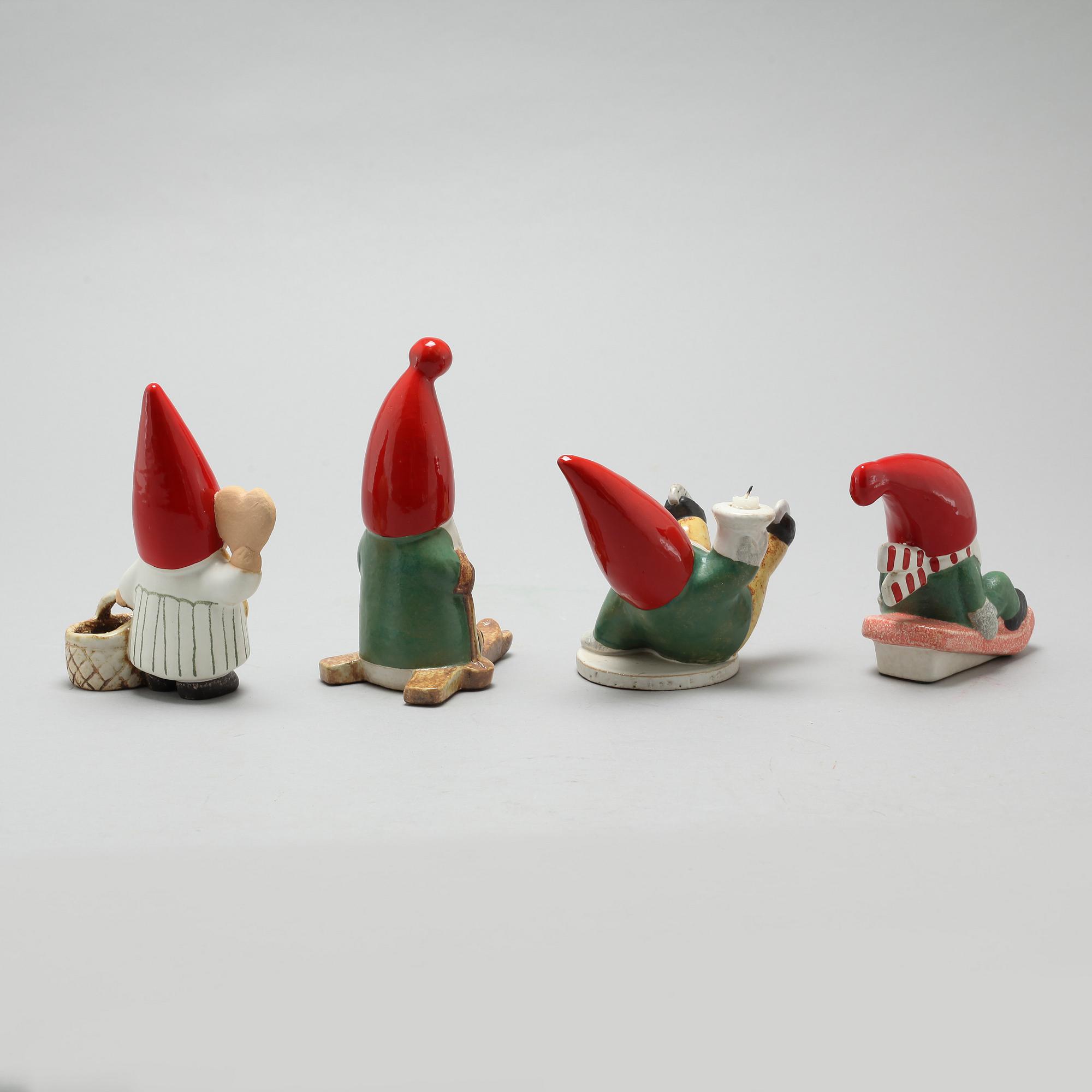 Four figurines by Lisa Larson, stoneware, Gustavsberg, K-Studio, end of the 20th century.