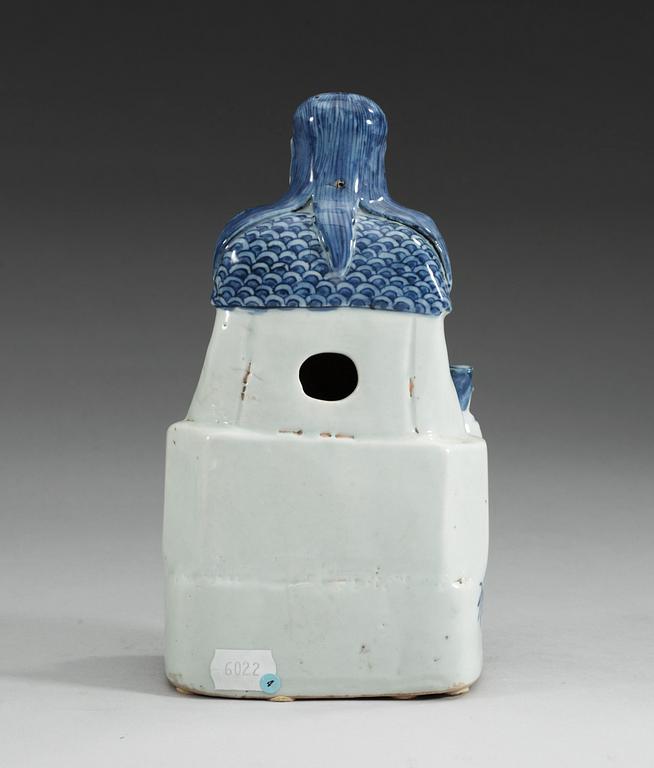 A blue and white figure of a Daoist High Official, Ming dynasty.