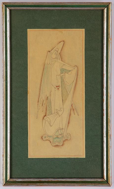 Gösta Adrian-Nilsson, tusch & akvarell, signerad.