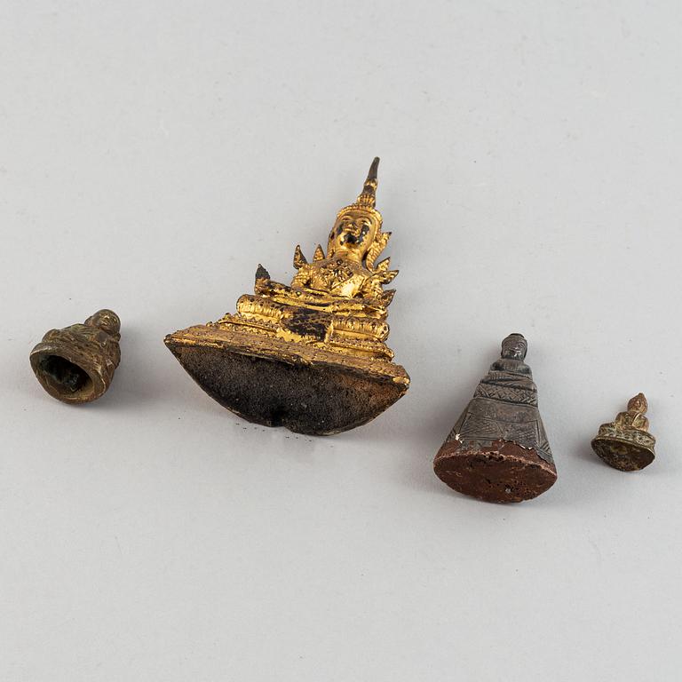 FIGURER, 4 st, buddhor, ostasien, troligen 1800-tal.
