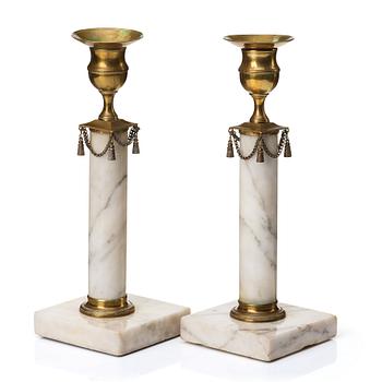 201. A pair of Late Gustavian candlesticks.