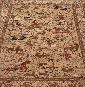 SEMI-ANTIQUE/OLD SILK QUM. 210 x 139,5 cm. One of a pair.