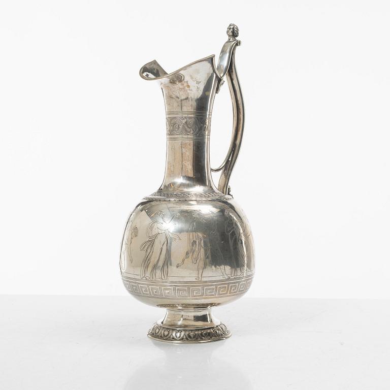 Emil Ferdinand Dahl, vinkanna, silver, Köpenhamn, Danmark, 1865.