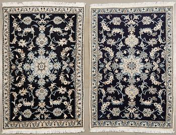 Two Nain rugs, 135 x 90 cm.