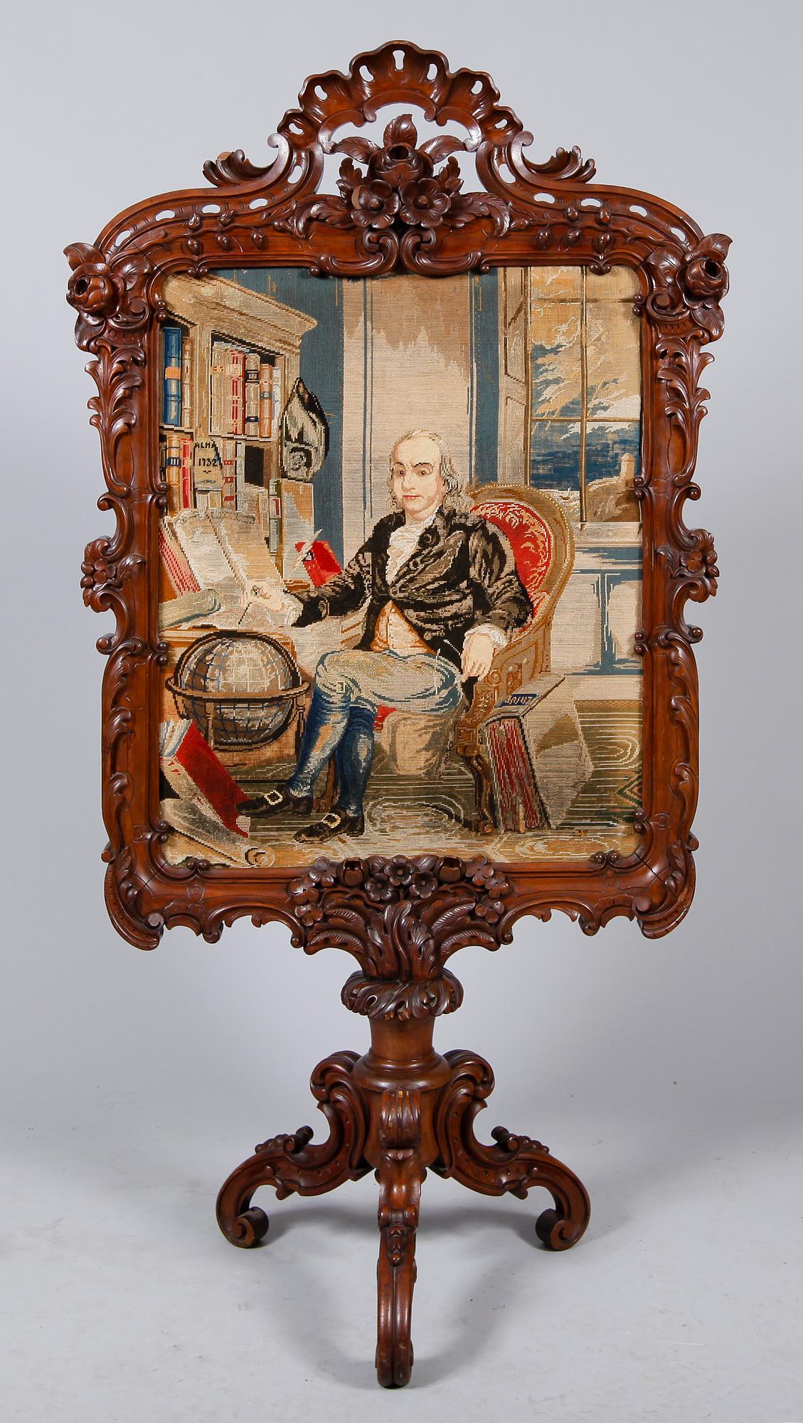 BRASSKÄRM, mahogny, sent 1800-tal.