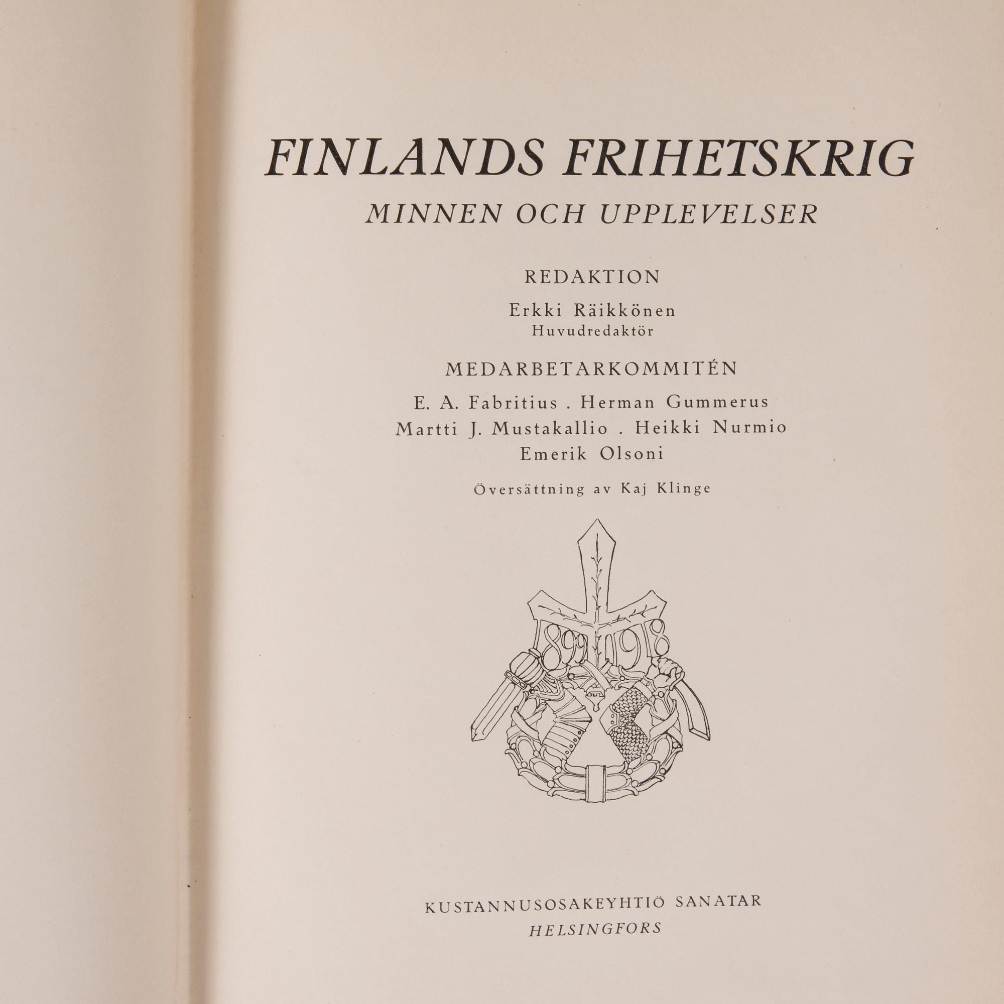 BÖCKER, 2+6 volymer, Finlands Frihetskrig, 1900-talets första tredjedel.