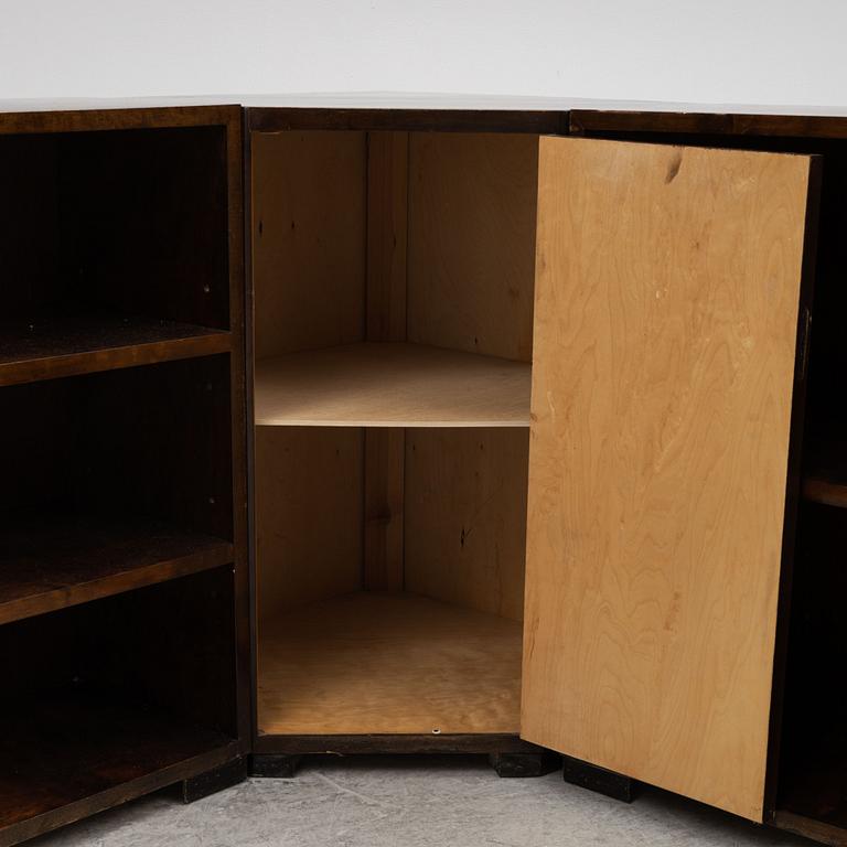 Corner bookcase with cabinet, 3 parts, first half of the 20th century.