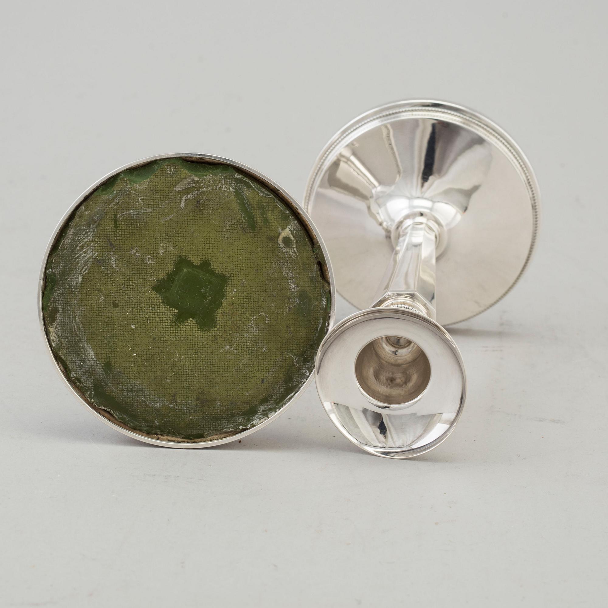 LJUSSTAKAR, ett par, silver, MG AB, Uppsala, 1962.