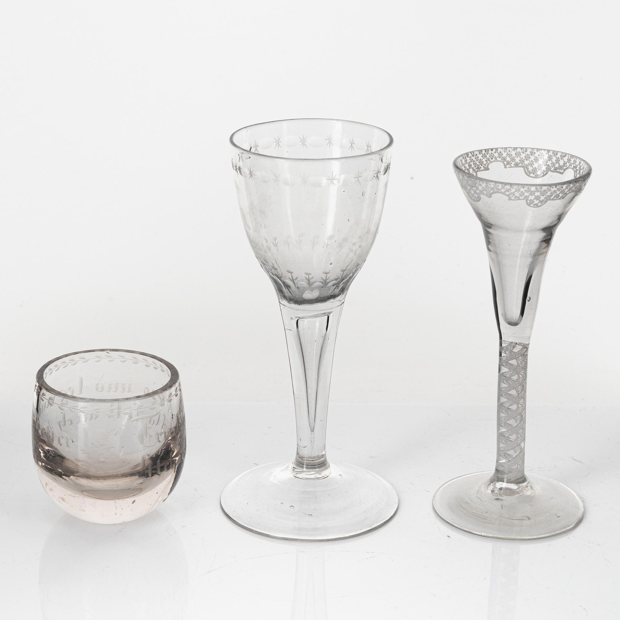 Three glasses, 18th-19th Century.