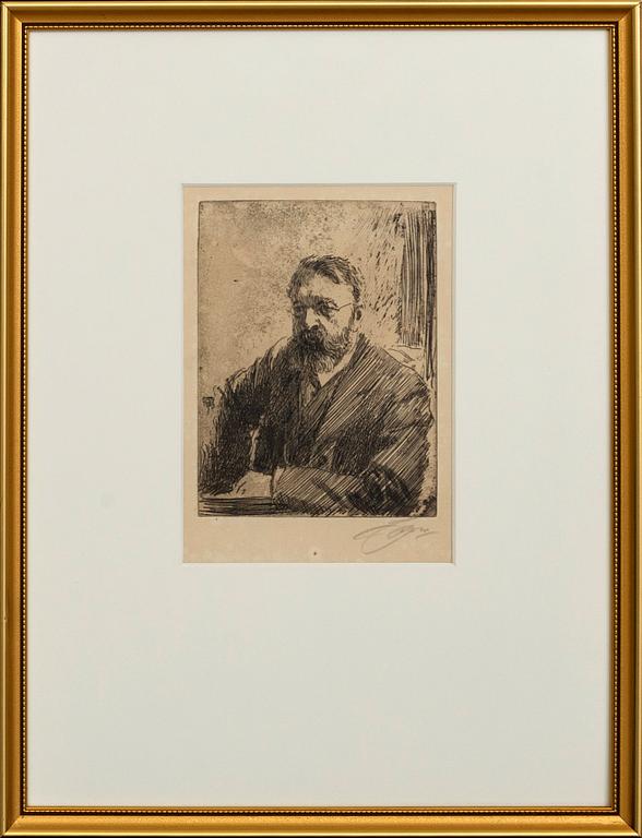 Anders Zorn, a signed etching from 1909.